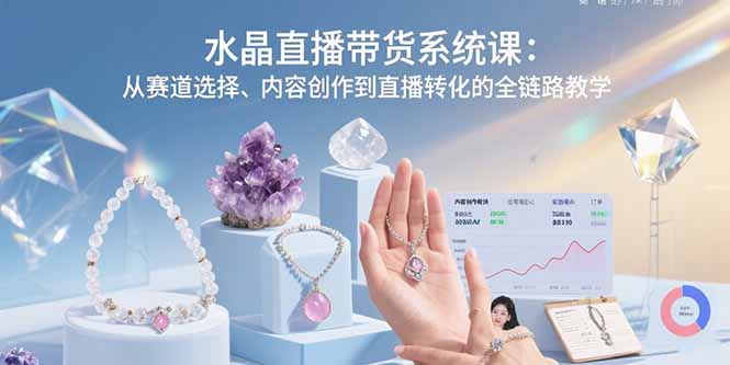 水晶直播带货系统课：从赛道选择、内容创作到直播转化的全链路教学-云创网