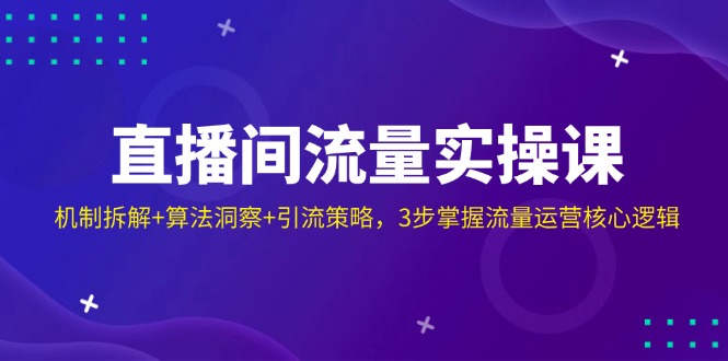 直播间流量实操课：机制拆解+算法洞察+引流策略，3步掌握流量运营核心逻辑-云创网