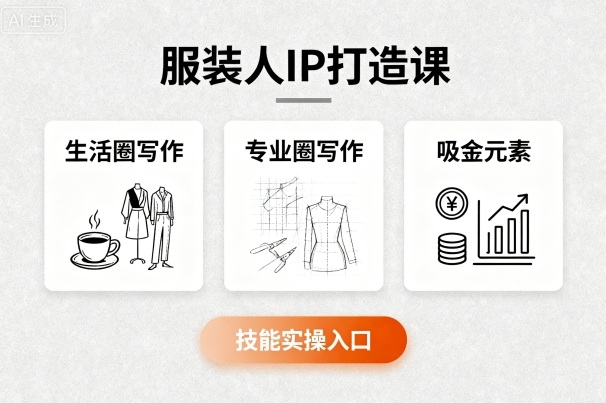 服装人IP打造课，文案创富+生活圈写作+专业圈写作+服装人专属+吸金元素+技能实操-云创网