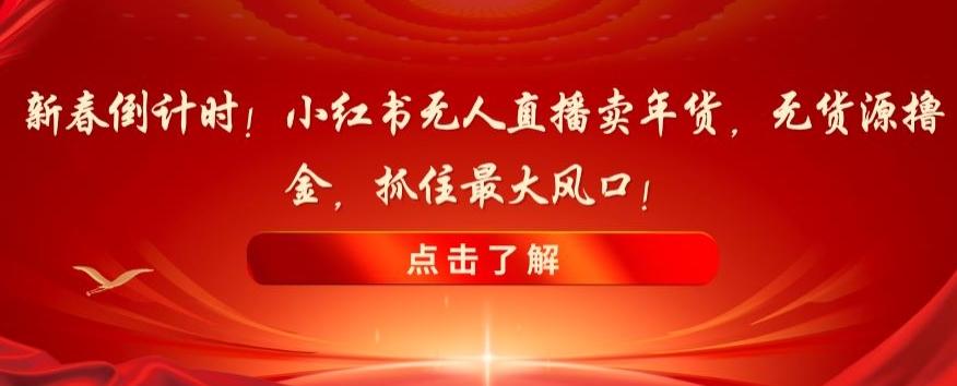 新春倒计时！小红书无人直播卖年货，无货源撸金，抓住最大风口【揭秘】-云创网