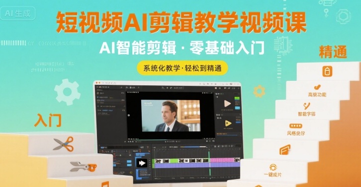 短视频AI剪辑教学视频课，入门到精通-云创网
