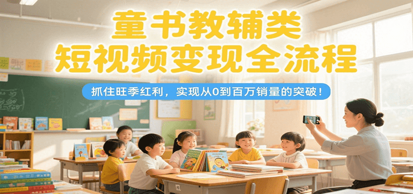 童书教辅类短视频变现全流程，抓住旺季红利，实现从0到百万销量的突破！-云创网
