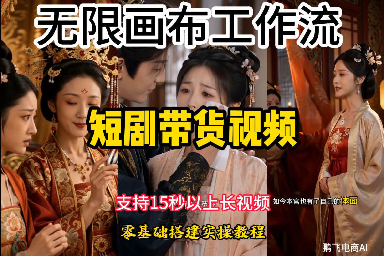 无限画布工作流制作短剧带货视频支持制作15秒以上视频，实操搭建教学，看完教程小白也能轻松搭建-云创网