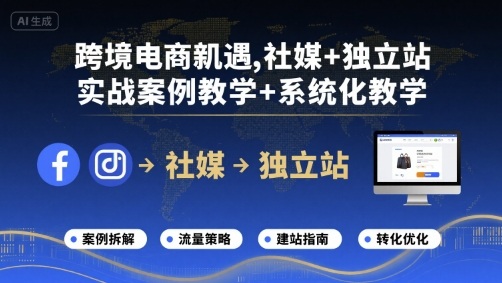 跨境电商新机遇，社媒+独立站，实战案例教学+系统化教学-云创网