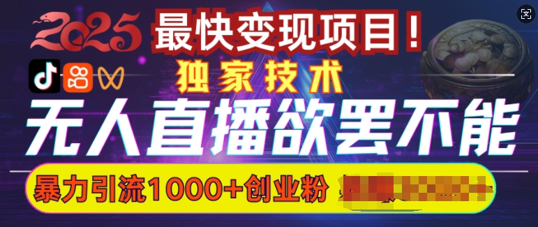 欲罢不能的无人直播引流，超暴力日引流1000+高质量精准创业粉-云创网