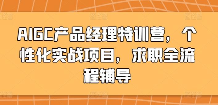AIGC产品经理特训营，个性化实战项目，求职全流程辅导-云创网
