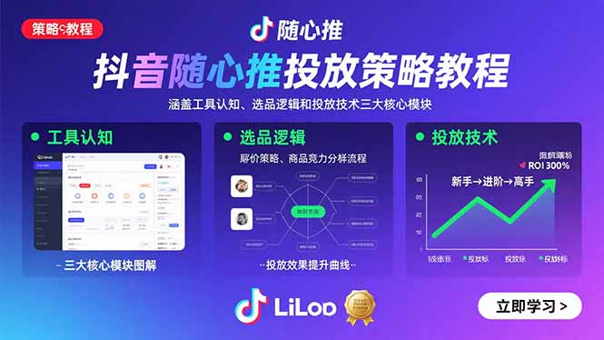 抖音随心推投放策略教程：涵盖工具认知、选品逻辑和投放技术三大核心模块-云创网