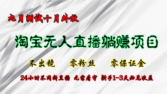 淘宝无人直播最新玩法，九月测试十月外放，不出镜零粉丝零保证金，24小…-云创网
