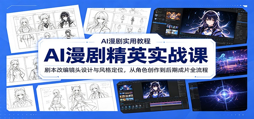AI漫剧精英实战课：剧本改编镜头设计与风格定位，从角色创作到后期成片全流程-云创网