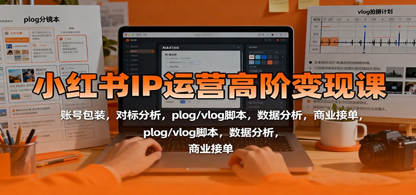 小红书IP运营高阶变现课：账号包装，对标分析，plog/vlog脚本，数据分析，商业接单-云创网