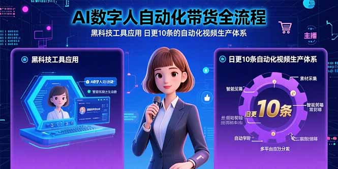 AI数字人自动化带货全流程：黑科技工具应用 日更10条的自动化视频生产体系-云创网