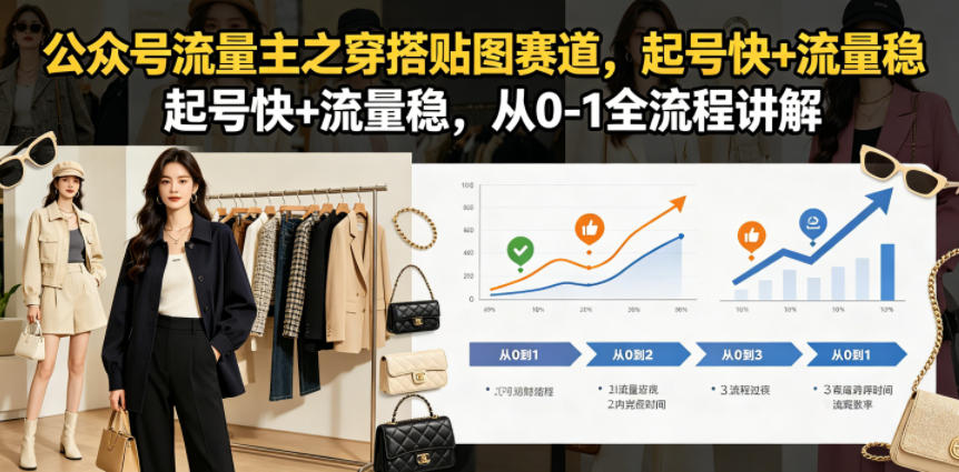 公众号流量主之穿搭贴图赛道，起号快+流量稳，从0-1全流程讲解-云创网