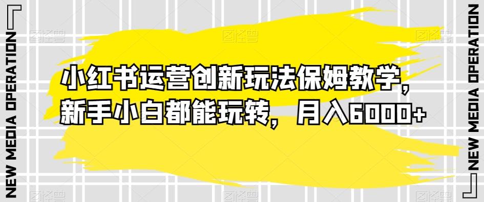 小红书运营创新玩法保姆教学，新手小白都能玩转，月入6000+【揭秘】-云创网