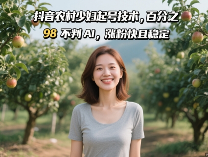 抖音农村少妇起号技术，百分之98不判AI，涨粉快且稳定-云创网