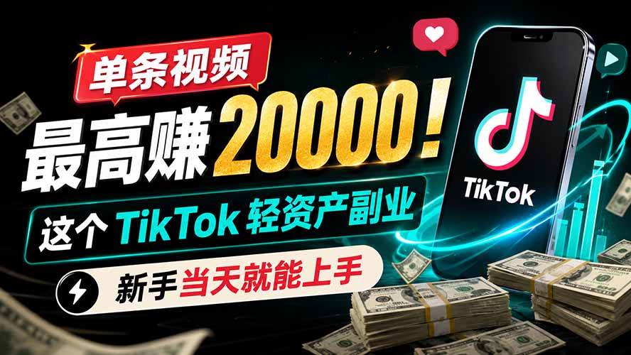 （19457期）单条视频最高赚 20000！这个 TikTok 轻资产副业，新手当天就能上手-云创网