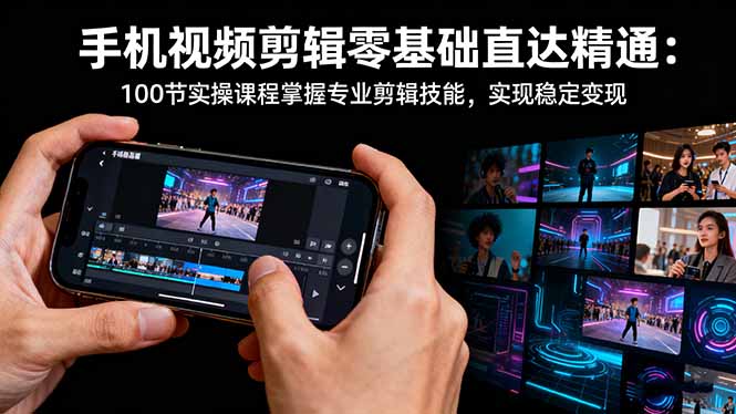 手机视频剪辑零基础直达精通：100节实操课程掌握专业剪辑技能，实现稳...-云创网