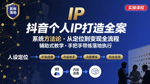 抖音个人IP系统落地实操大课，实操课程，辅助落地-云创网