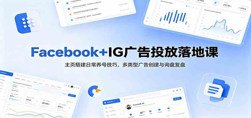 Facebook+IG广告投放落地课：主页搭建日常养号技巧，多类型广告创建与询盘复盘-云创网