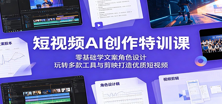 短视频AI创作特训课：零基础学文案角色设计，玩转多款工具与剪映打造优质短视频-云创网