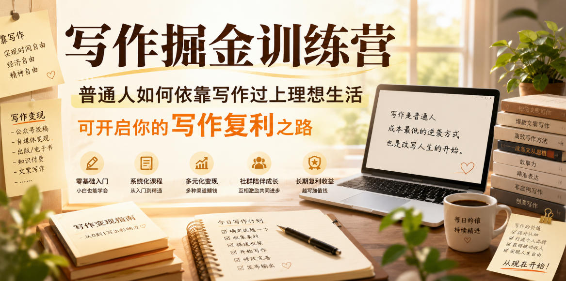 写作掘金训练营，普通人如何依靠写作过上理想生活，可开启你的写作复利之路（更新6月）-云创网