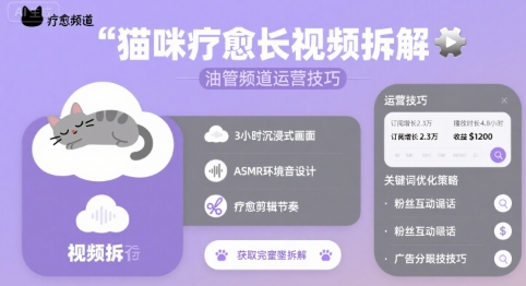 猫咪疗愈长视频拆解 &油管频道运营技巧-云创网