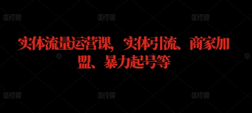 实体流量运营课，实体引流、商家加盟、暴力起号等-云创网
