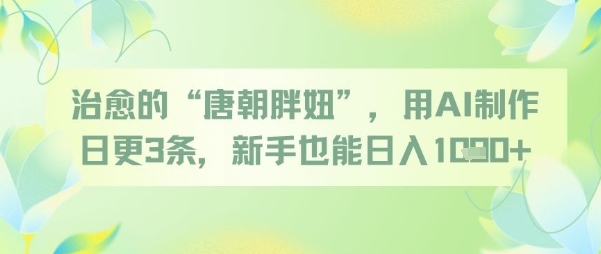 治愈的“唐朝胖妞”，用AI制作日更3条，新手也能日入多张-云创网