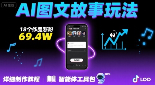 抖音爆火的ai图文故事玩法，18个作品涨粉69.4W，详细制作教程+智能体-云创网