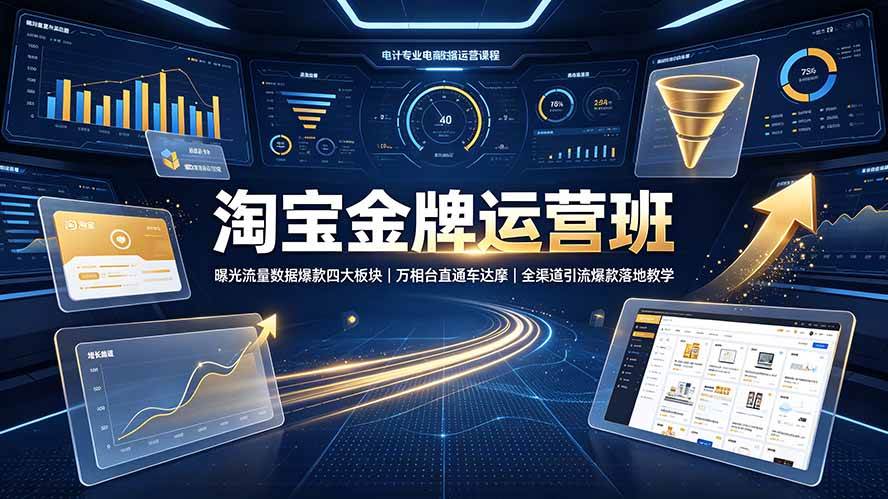 （19434期）淘宝金牌运营班-7月：曝光流量数据爆款四大板块｜万相台直通车达摩｜全渠道引流爆款落地教学-云创网