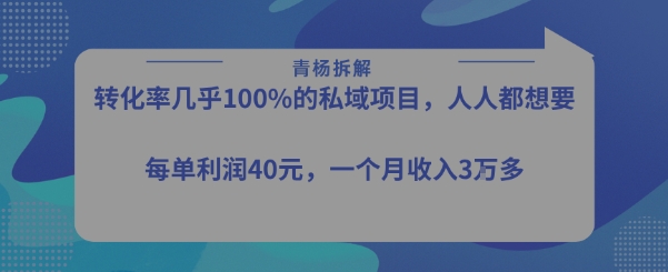 转化率最高的私域项目，每单利润40-50米，月入过1w-云创网