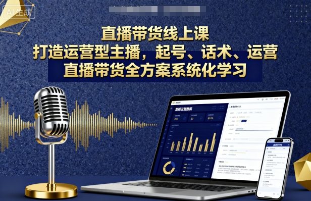 直播带货线上课，打造运营型主播，起号、话术、运营，直播带货全方案系统化学习-云创网