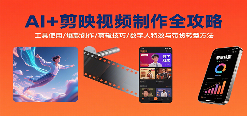 AI+剪映视频制作全攻略：工具使用/爆款创作/剪辑技巧/数字人特效与带货转型方法-云创网