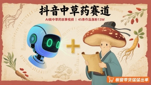 抖音中草药赛道，用AI做中草药故事视频，45条作品涨粉13W，橱窗带货猛猛出单-云创网