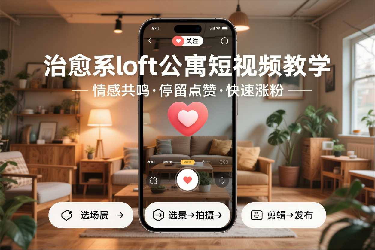 治愈系loft公寓短视频制作教学，情感共鸣引停留点赞关注，快速起号涨粉-云创网