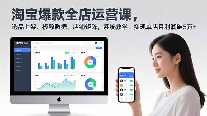 淘宝爆款全店运营课2.0，选品上架、极致数据、店铺矩阵，系统教学，实现单店月利润破5万+-云创网
