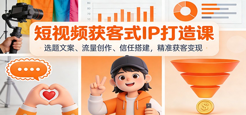 短视频获客式IP打造课：选题文案、流量创作、信任搭建，精准获客变现-云创网