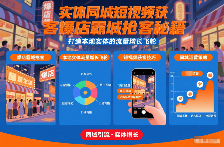 实体同城短视频获客爆店霸城抢客秘籍，打造本地实体的流量增长飞轮-云创网