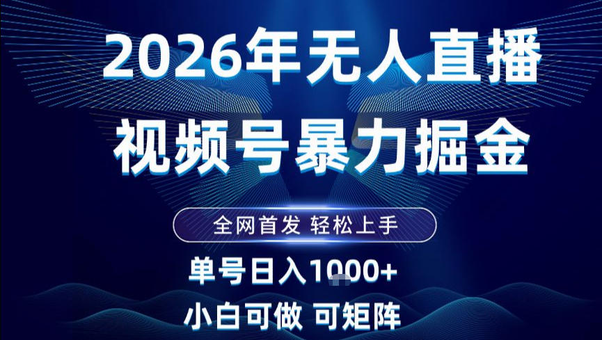 2026最新视频号无人直播掘金，全网首发，小白可以玩，长期稳定日入1k+【揭秘】-云创网