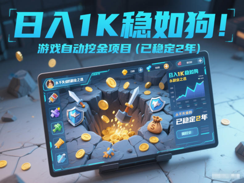 日入1K稳如狗！游戏自动挖金项目(已稳定2年)，永不失业的副业之选【揭秘】-云创网