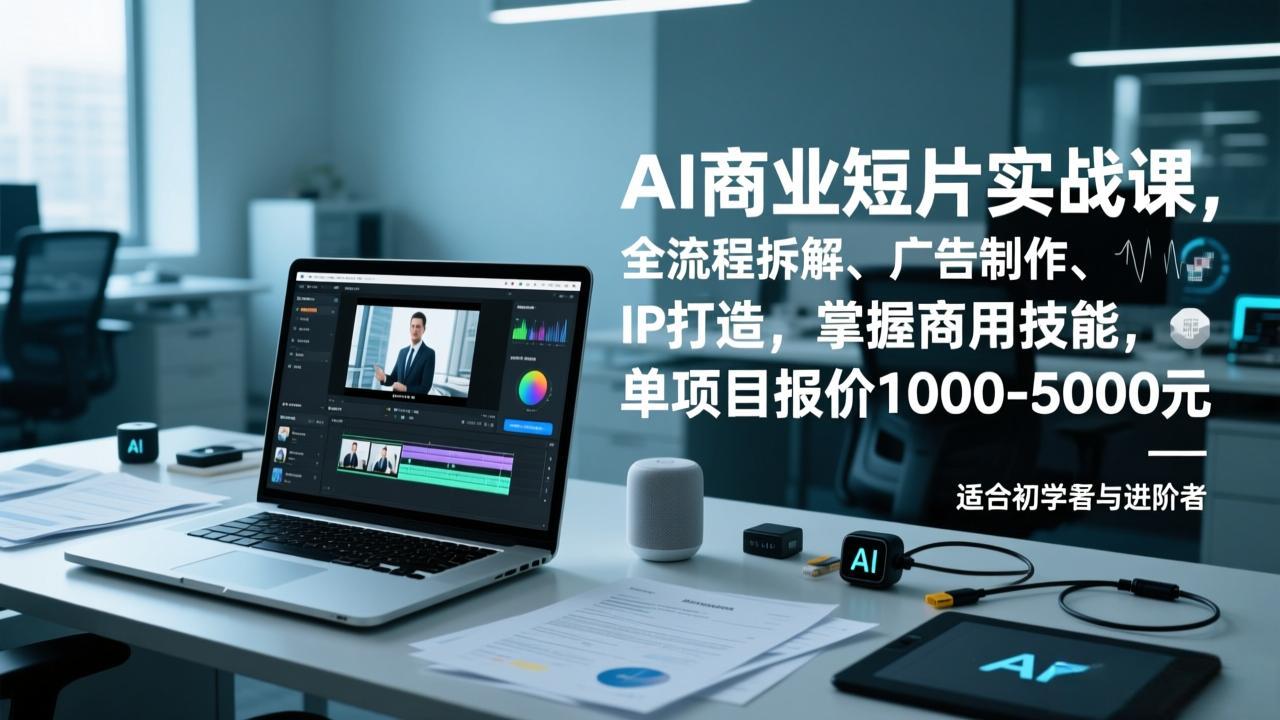 AI商业短片实战课，全流程拆解、广告制作、IP打造，掌握商用技能，单项目报价1000-5000元-云创网