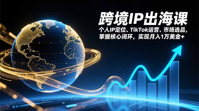 跨境IP出海课，个人IP定位、TikTok运营、市场选品，掌握核心闭环，实现月入1万美金+-云创网