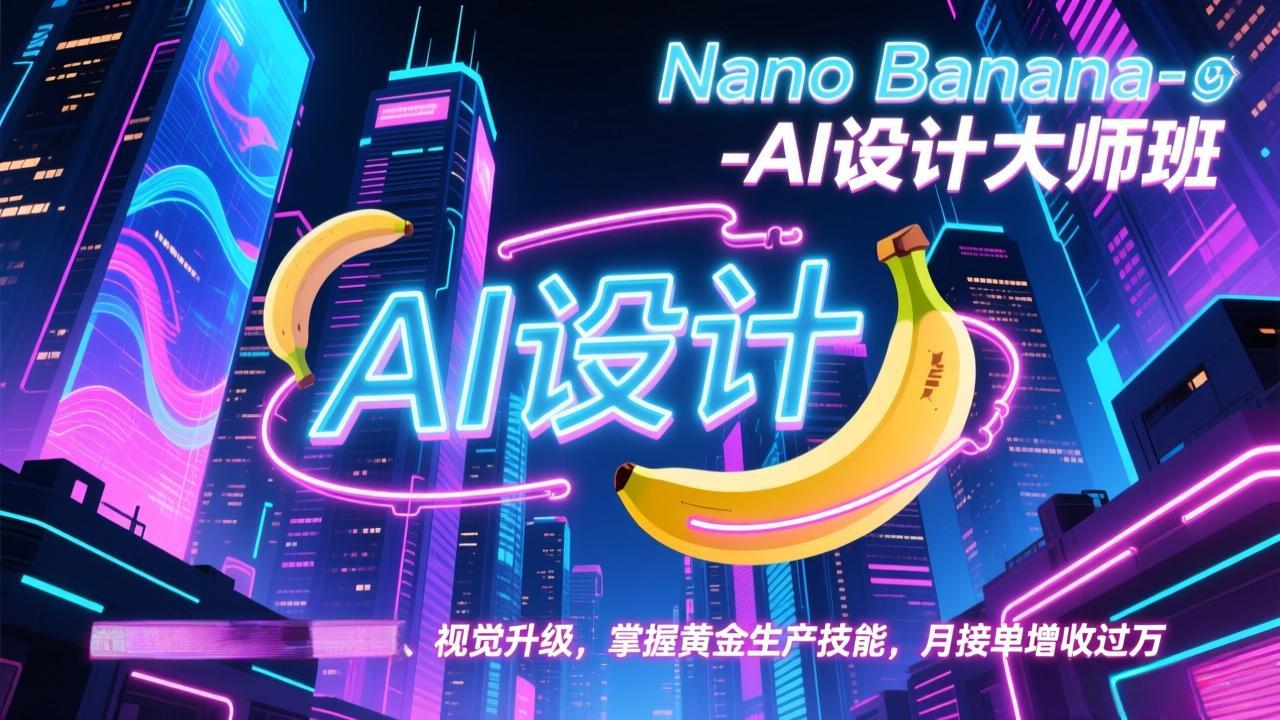 Nano Banana-AI设计大师班，修图合成、广告创作、视觉升级，掌握黄金生产技能，月接单增收过万-云创网