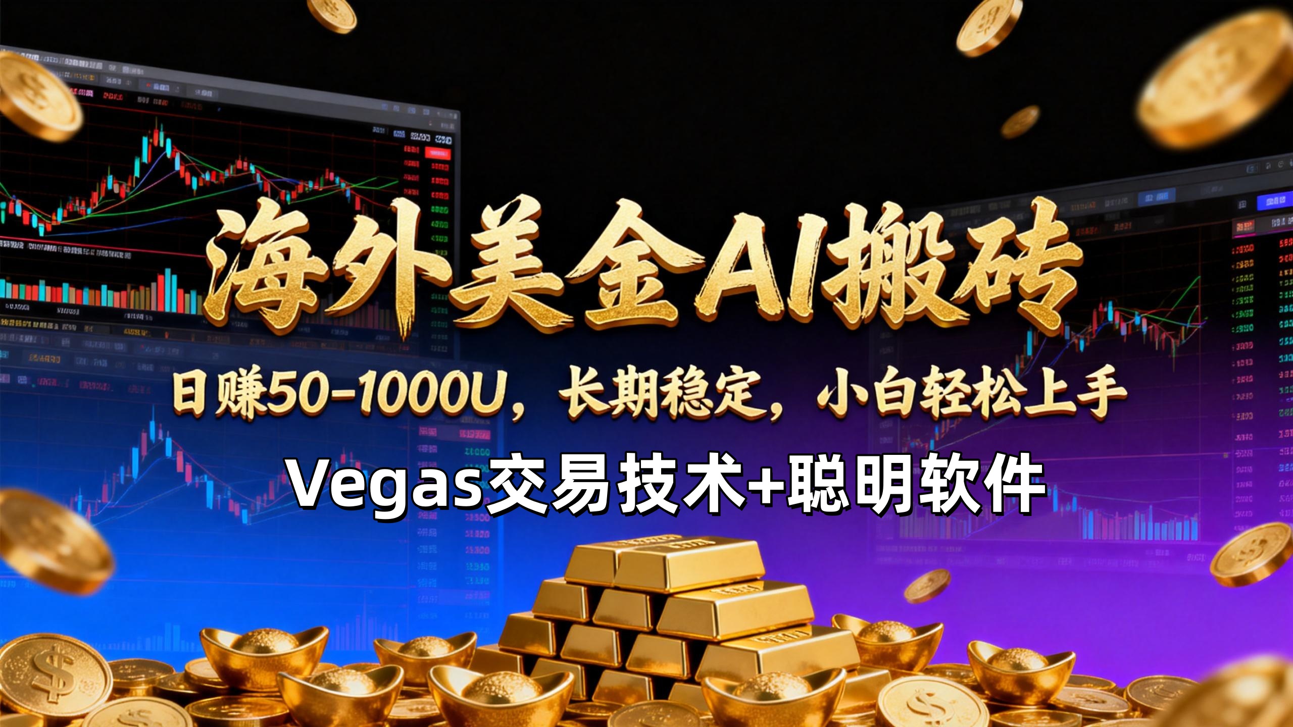 【海外美金AI搬砖】Vegas交易技术+聪明软件，日赚50-1000U，长期稳定，小白轻松上手。-云创网