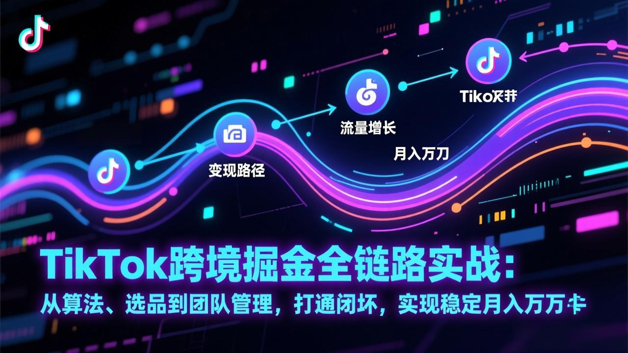TikTok跨境掘金全链路实战：从算法、选品到团队管理，打通闭环，实现稳定月入万刀-云创网