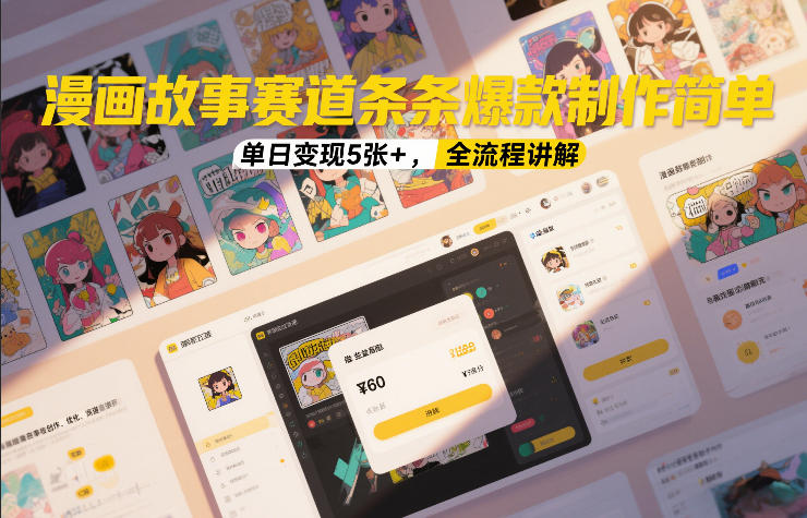 漫画故事赛道条条爆款制作简单，单日变现5张+，全流程讲解-云创网