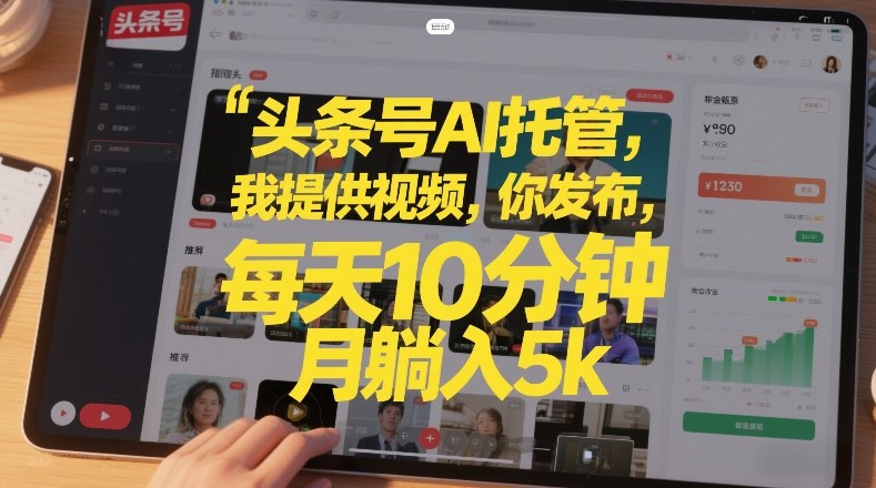 头条号AI托管，我提供视频，你发布，每天10分钟，月躺入5k+【揭秘】-云创网