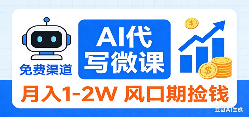 2026告别打工！AI 代写微课，提供免费渠道，月入 1-2W 风口期捡钱-云创网