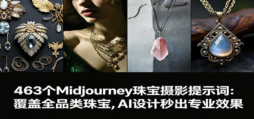 463个Midjourney珠宝摄影提示词：覆盖全品类珠宝，AI设计秒出专业效果-云创网