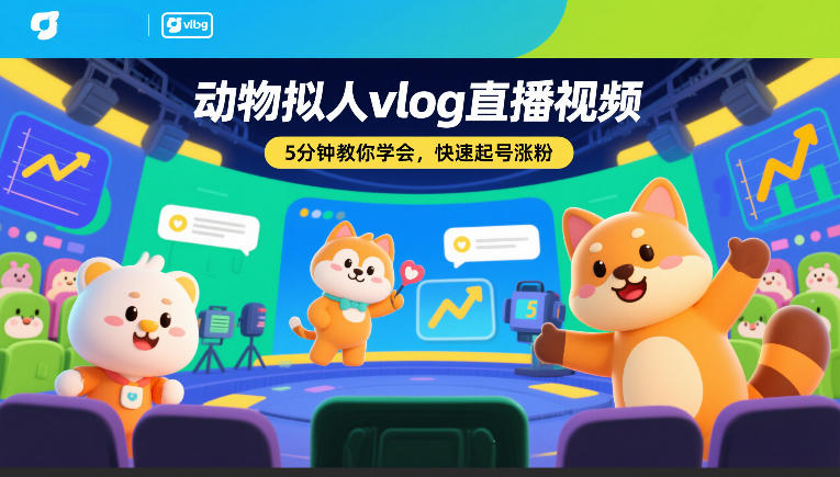 动物拟人vlog直播视频，5分钟教你学会，快速起号涨粉-云创网