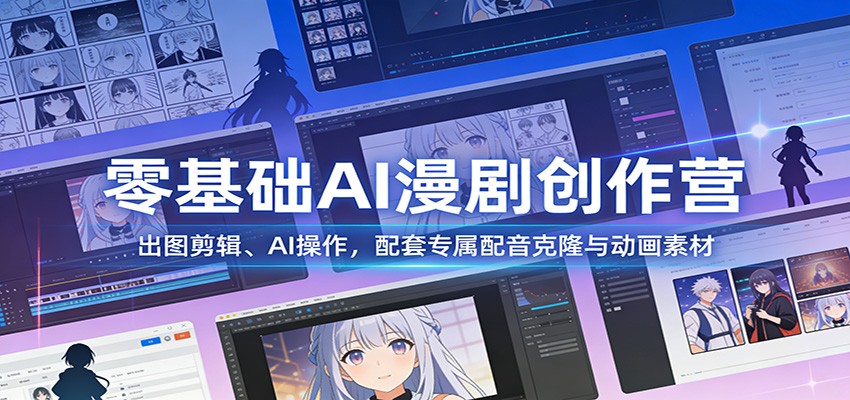 零基础AI漫剧创作营：出图剪辑、AI操作，配套专属配音克隆与动画素材-云创网